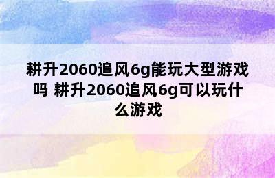 耕升2060追风6g能玩大型游戏吗 耕升2060追风6g可以玩什么游戏